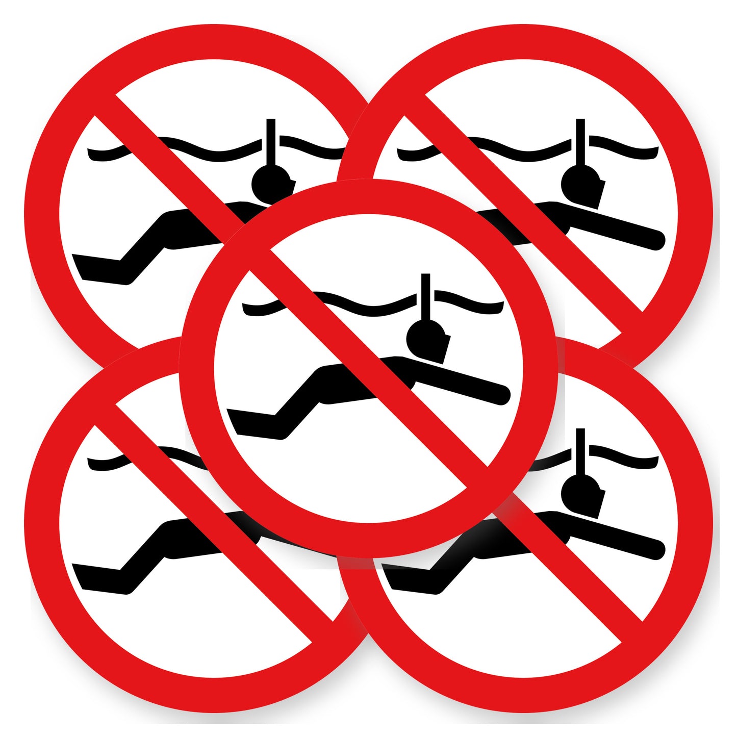 Verboden te snorkelen sticker 20 cm | 5 stuks | Pictogram vinyl - set van 5 stickers