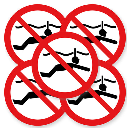 Verboden te snorkelen sticker 20 cm | 5 stuks | Pictogram vinyl - set van 5 stickers