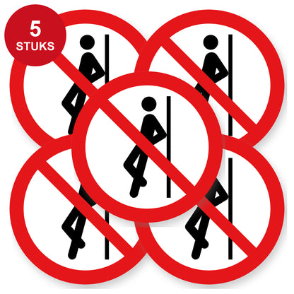 Verboden te leunen sticker 20 cm | 5 stuks | Pictogram vinyl - 5 stuks
