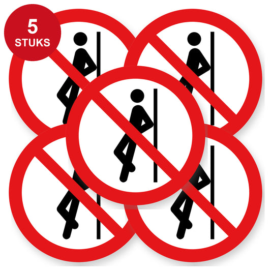 Verboden te leunen sticker 20 cm | 5 stuks | Pictogram vinyl - 5 stuks