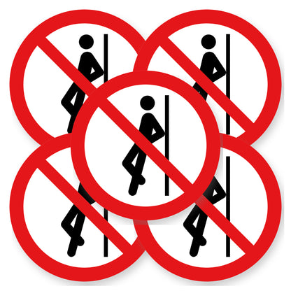 Verboden te leunen sticker 20 cm | 5 stuks | Pictogram vinyl - set van 5 stickers