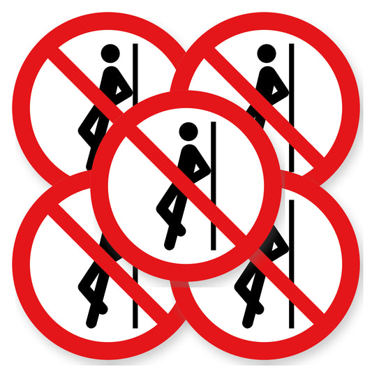 Verboden te leunen sticker 20 cm | 5 stuks | Pictogram vinyl - set van 5 stickers