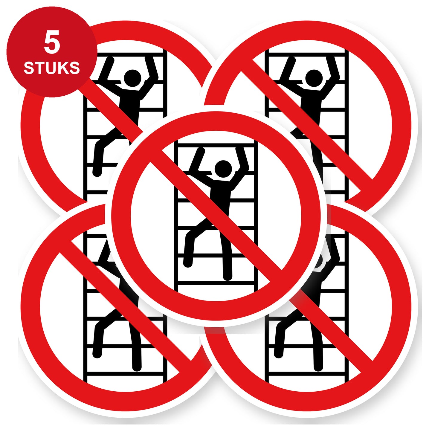 Verboden te klimmen sticker 20 cm | 5 stuks | Pictogram vinyl - 5 stuks