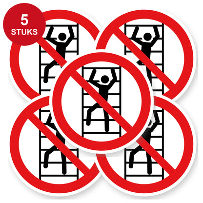 Verboden te klimmen sticker 20 cm | 5 stuks | Pictogram vinyl - 5 stuks
