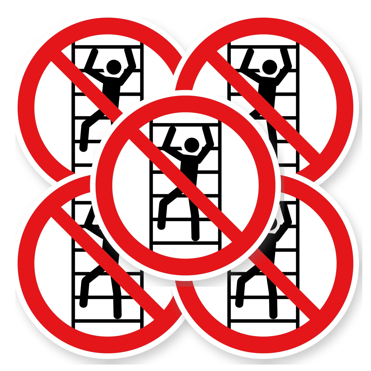 Verboden te klimmen sticker 20 cm | 5 stuks | Pictogram vinyl - set van 5 stickers
