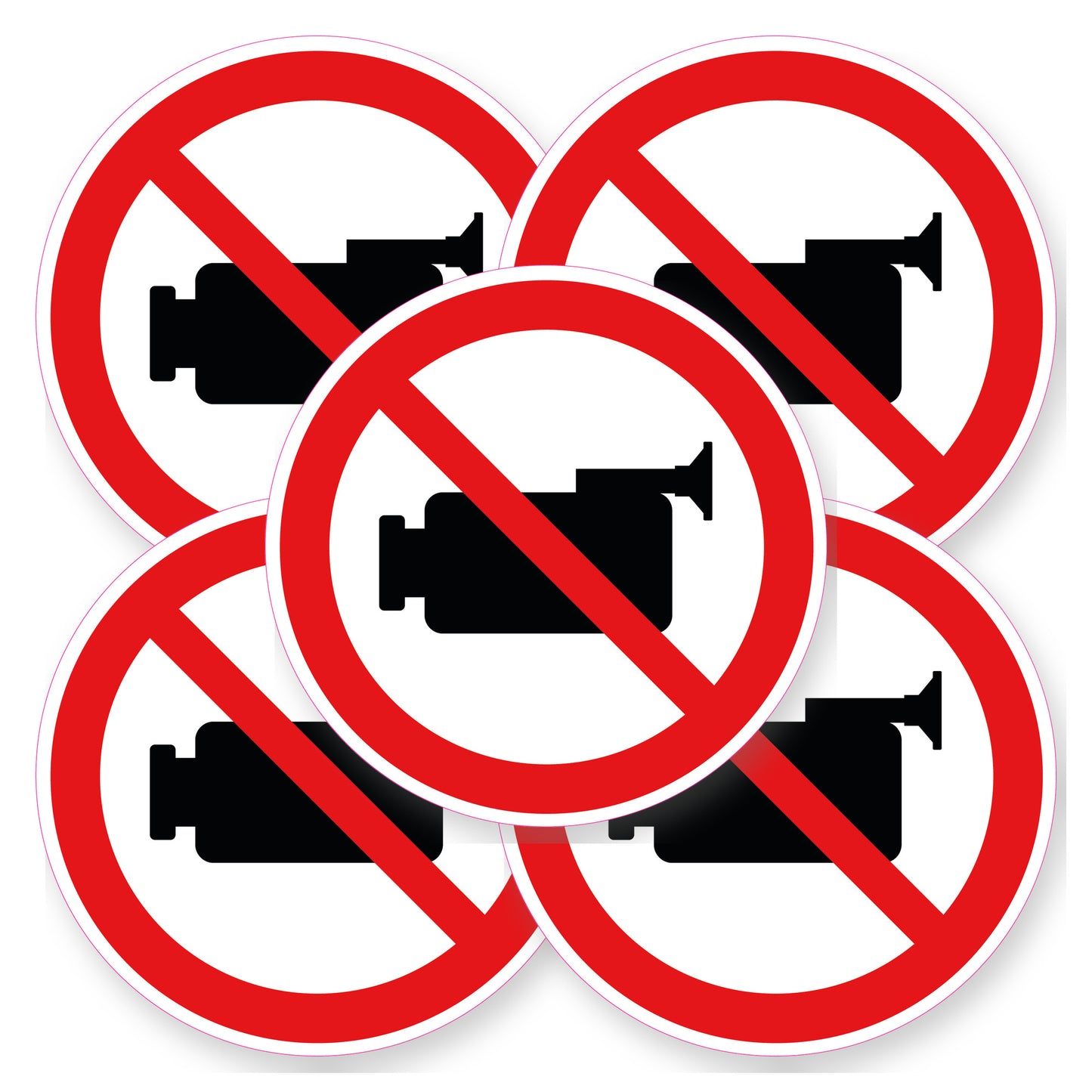 Verboden te filmen sticker 20 cm | 5 stuks | Pictogram vinyl - set van 5 stickers