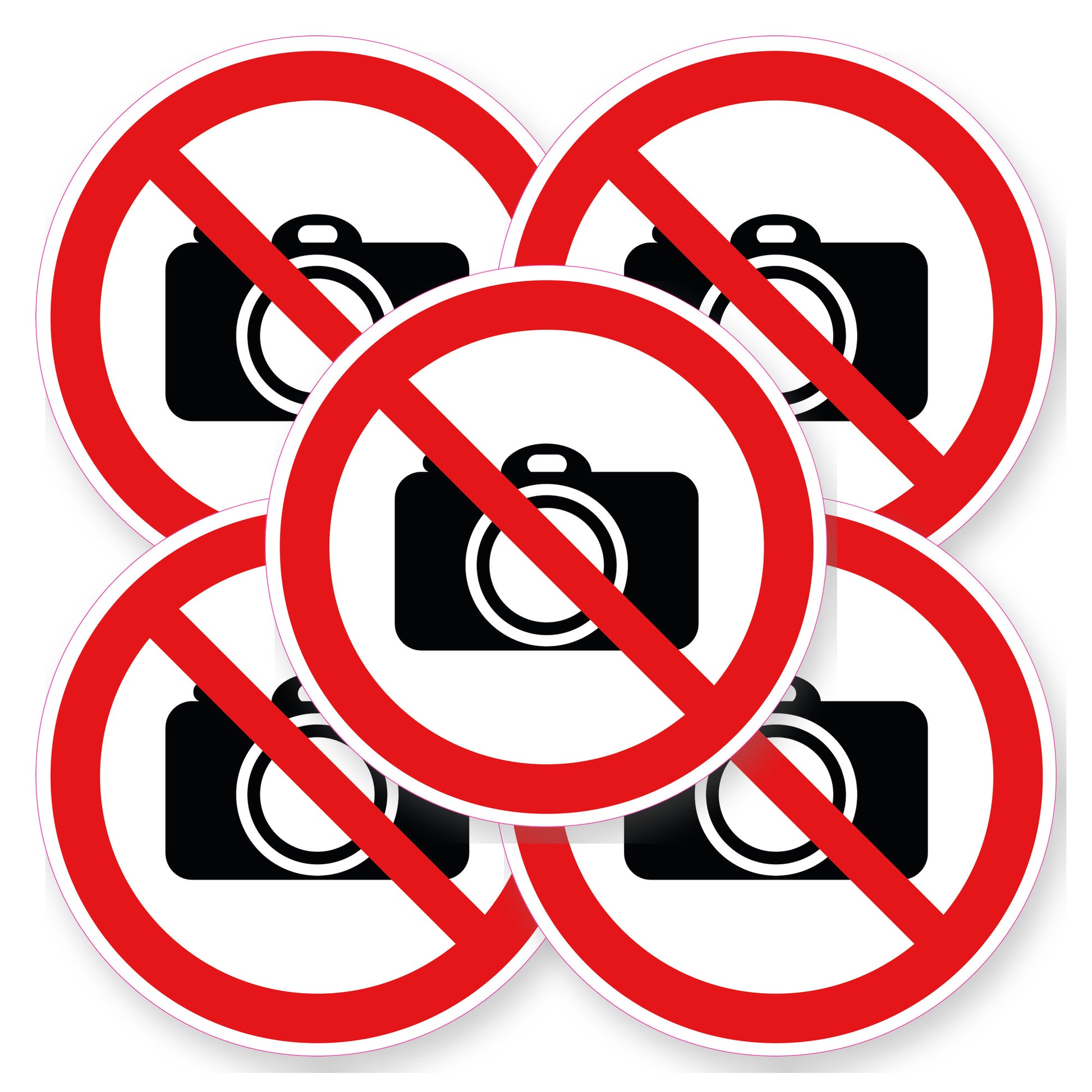Verboden te fotograferen sticker 20 cm | 5 stuks | Pictogram vinyl - set van 5 stickers