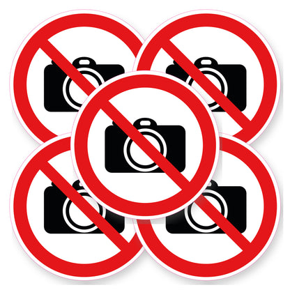 Verboden te fotograferen sticker 20 cm | 5 stuks | Pictogram vinyl - set van 5 stickers