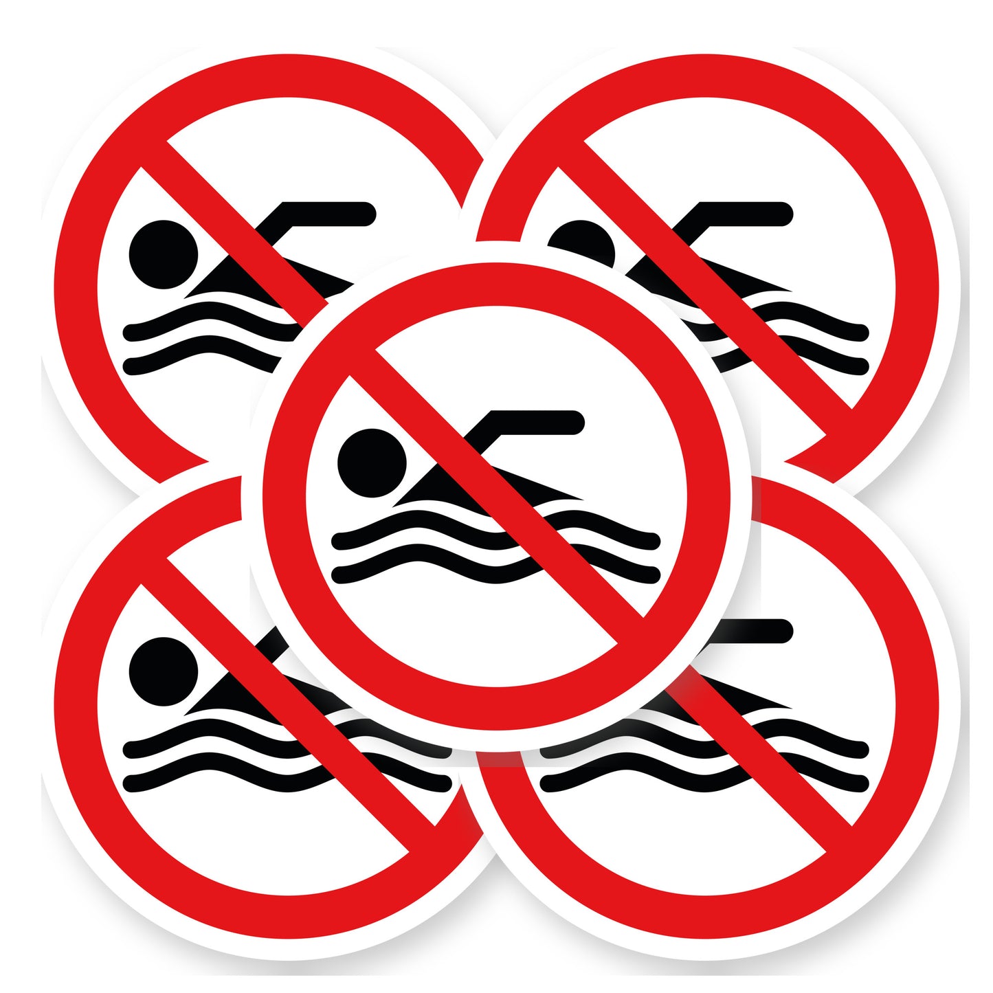 Verboden te zwemmen sticker 20 cm | 5 stuks | Pictogram vinyl - set van 5 stickers