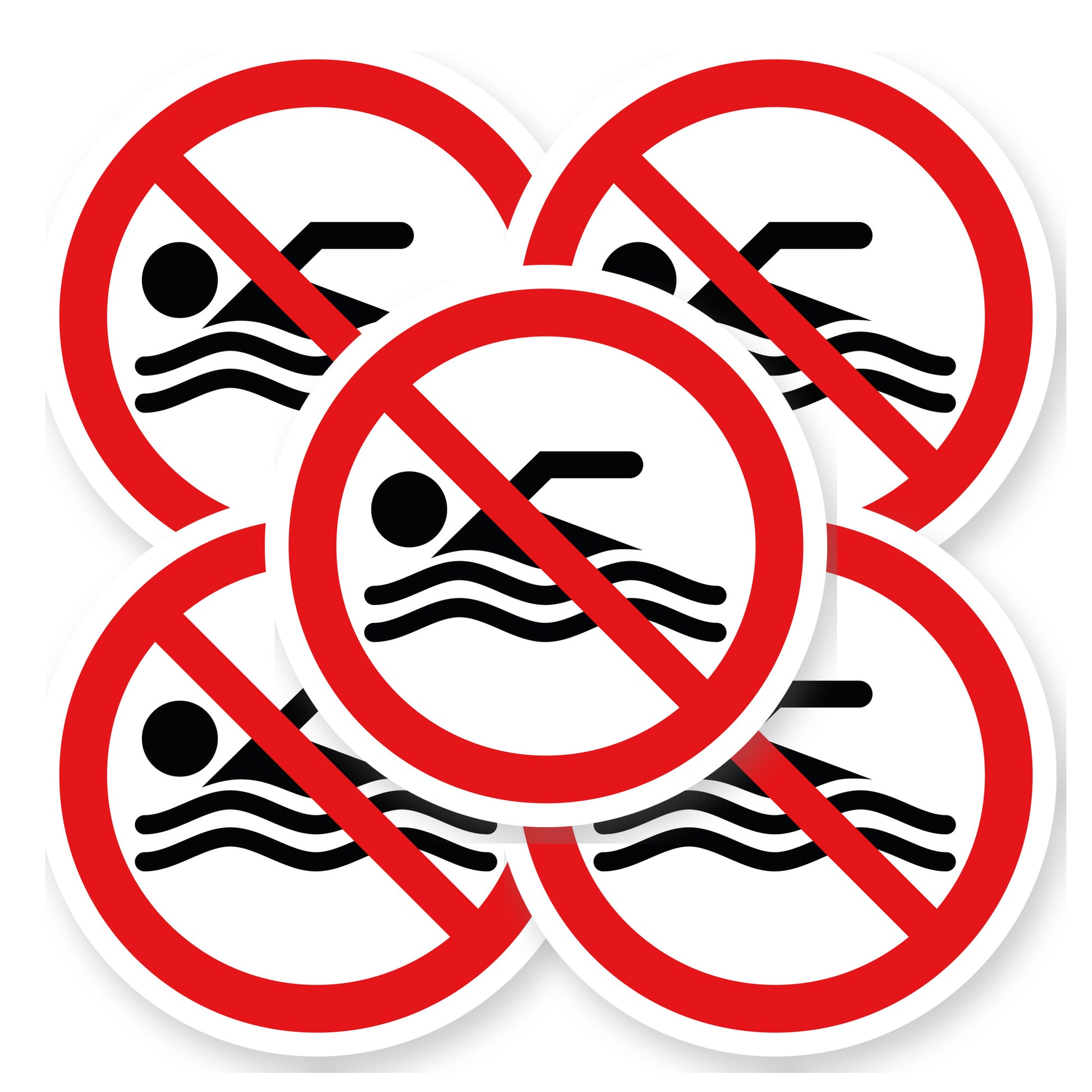 Verboden te zwemmen sticker 20 cm | 5 stuks | Pictogram vinyl - set van 5 stickers