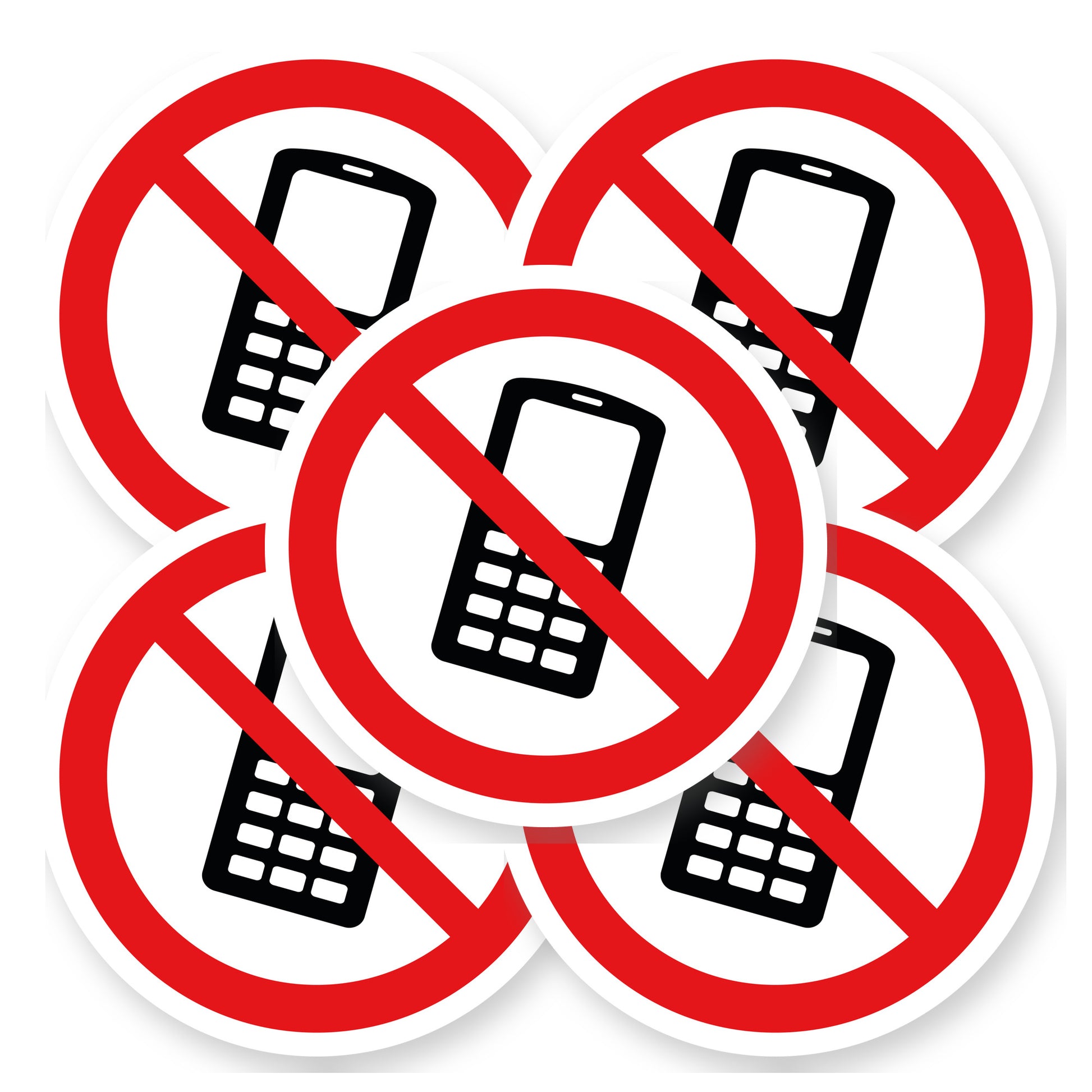 Verboden telefoon te gebruiken sticker 20 cm | 5 stuks | Pictogram vinyl - set van 5 stickers