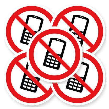 Verboden telefoon te gebruiken sticker 20 cm | 5 stuks | Pictogram vinyl - set van 5 stickers