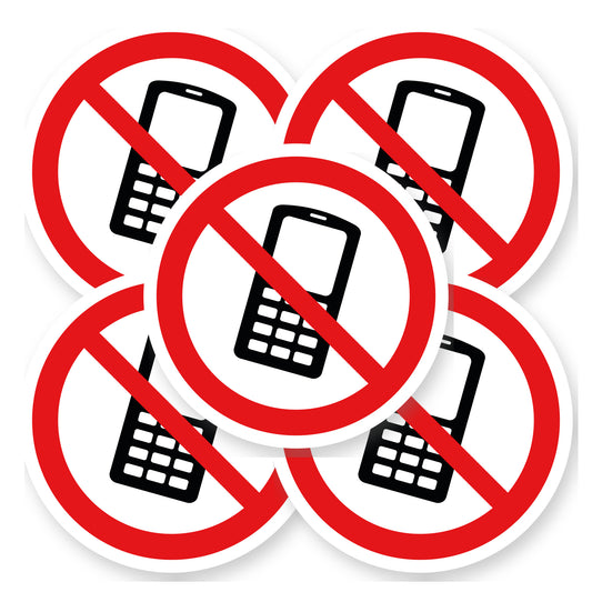 Verboden telefoon te gebruiken sticker 20 cm | 5 stuks | Pictogram vinyl - set van 5 stickers