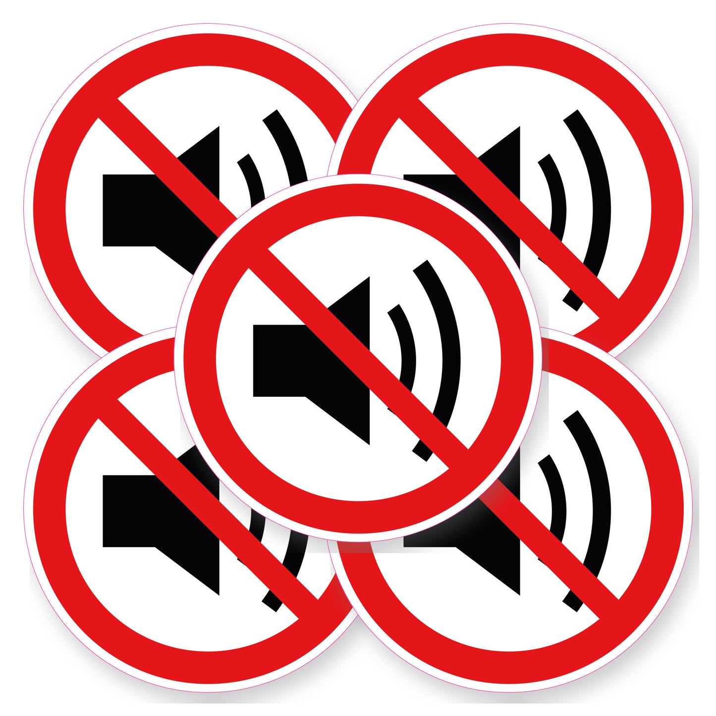 Verboden hard geluid te maken sticker 20 cm | 5 stuks | Pictogram vinyl - set van 5 stickers