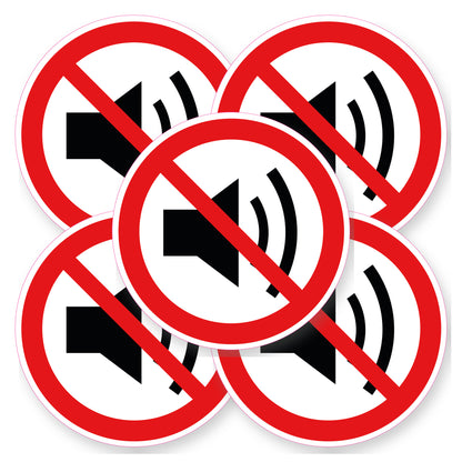 Verboden hard geluid te maken sticker 20 cm | 5 stuks | Pictogram vinyl - set van 5 stickers