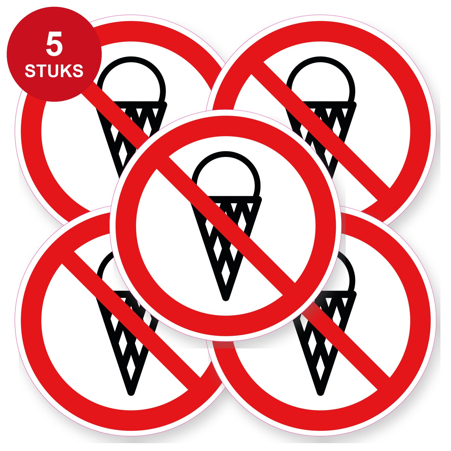 Verboden voor ijsjes sticker 20 cm | 5 stuks | Pictogram vinyl - 5 stuks