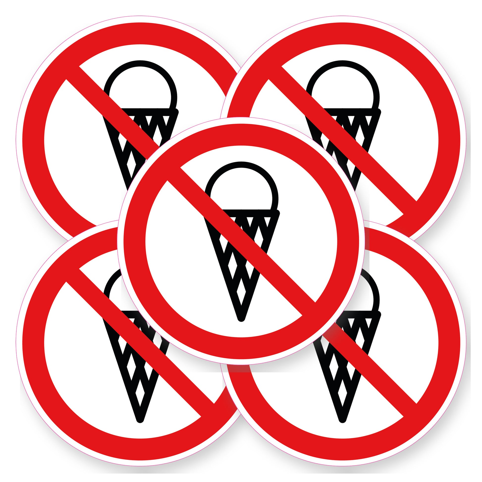 Verboden voor ijsjes sticker 20 cm | 5 stuks | Pictogram vinyl - set van 5 stickers