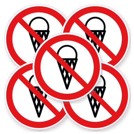 Verboden voor ijsjes sticker 20 cm | 5 stuks | Pictogram vinyl - set van 5 stickers