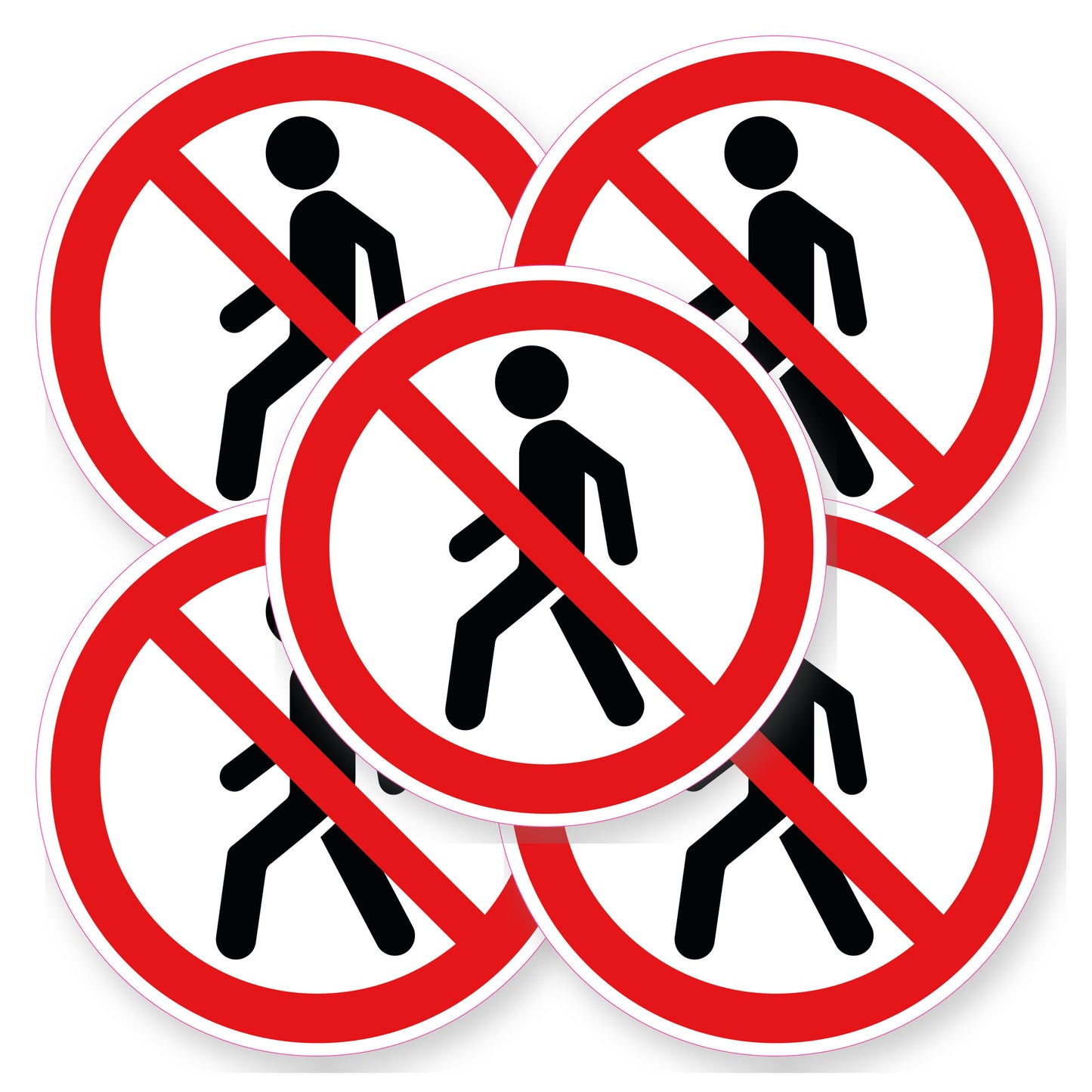 Verboden hier te wandelen sticker 20 cm | 5 stuks | Pictogram vinyl - set van 5 stickers