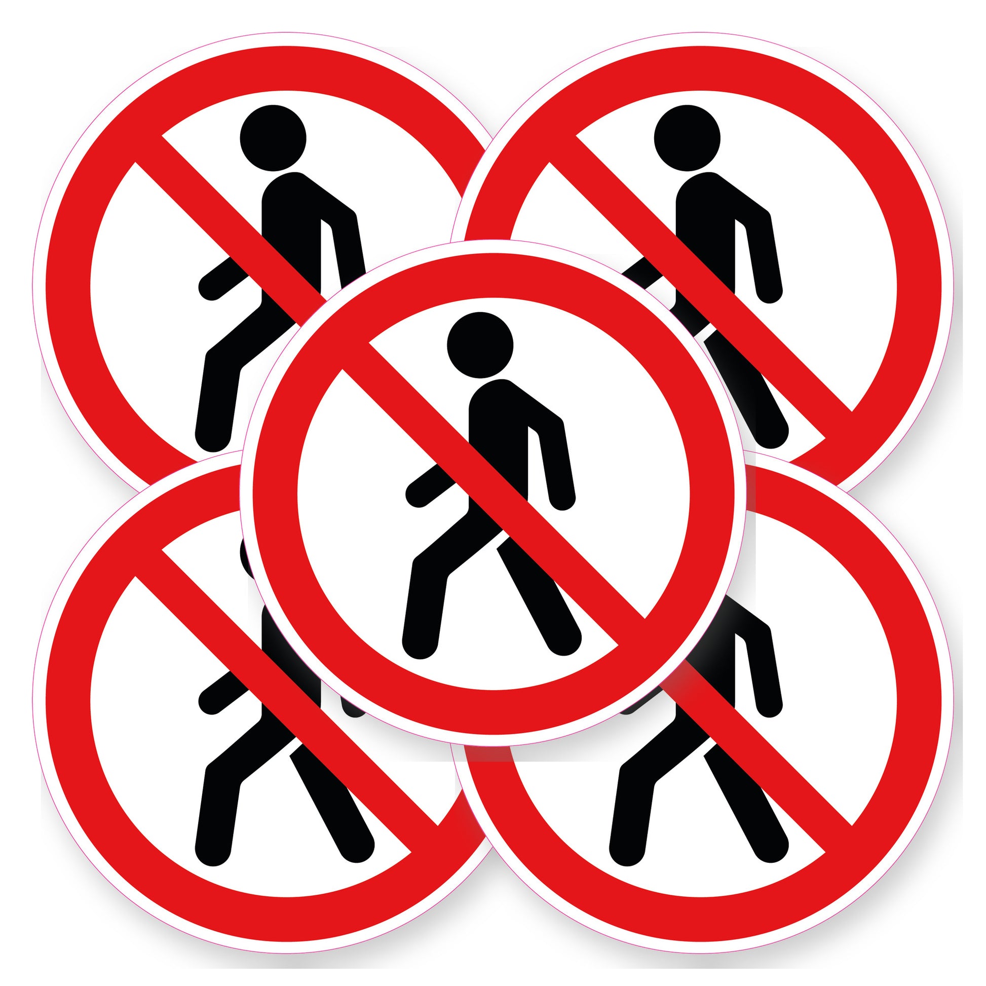 Verboden hier te wandelen sticker 20 cm | 5 stuks | Pictogram vinyl - set van 5 stickers