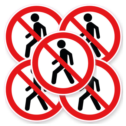 Verboden hier te wandelen sticker 20 cm | 5 stuks | Pictogram vinyl - set van 5 stickers