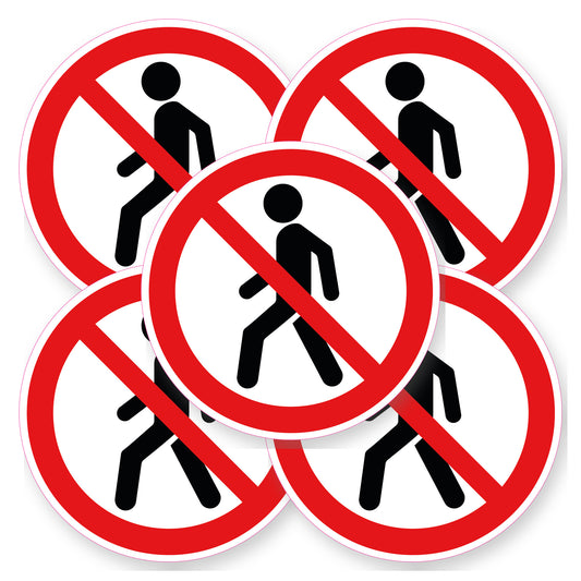 Verboden hier te wandelen sticker 20 cm | 5 stuks | Pictogram vinyl - set van 5 stickers