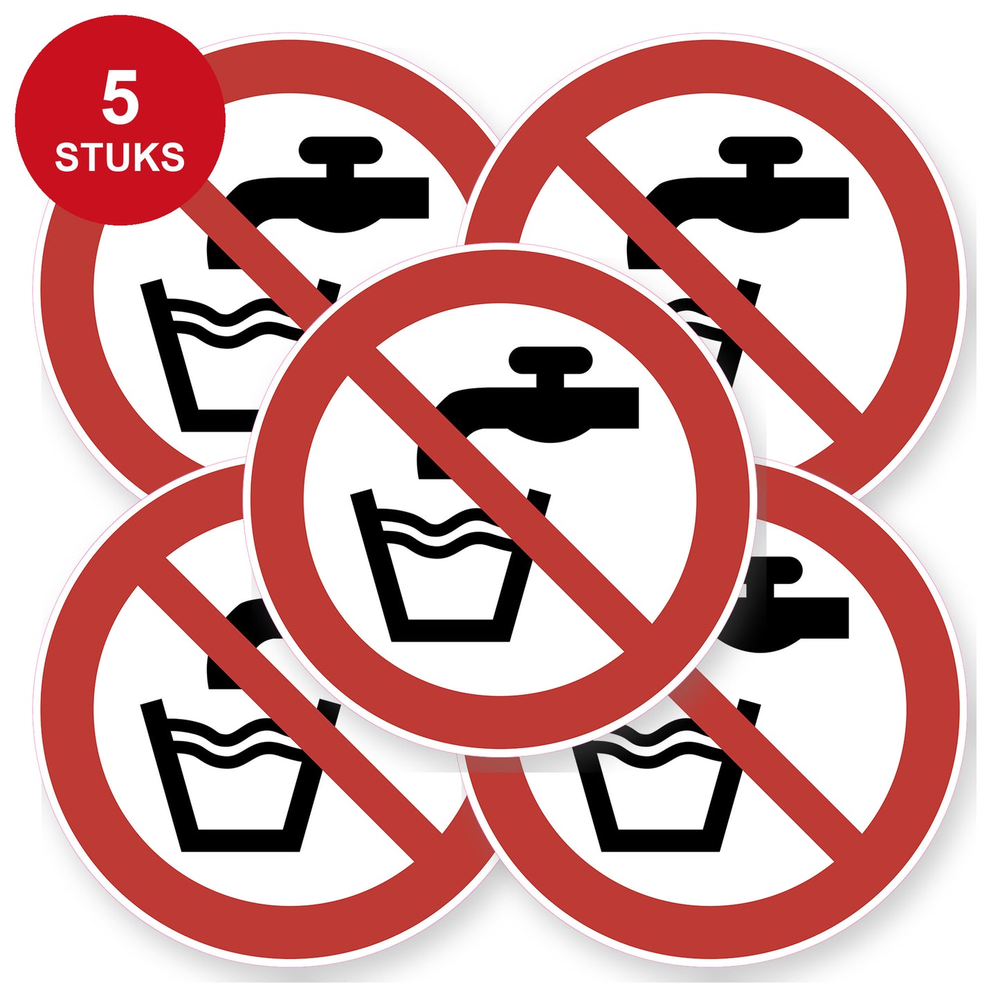 Geen drinkwater sticker 20 cm | 5 stuks | Pictogram vinyl - 5 stuks