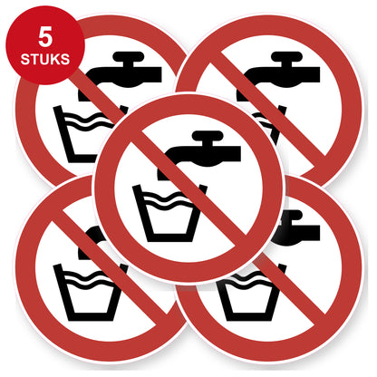 Geen drinkwater sticker 20 cm | 5 stuks | Pictogram vinyl - 5 stuks