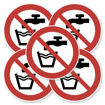 Geen drinkwater sticker 20 cm | 5 stuks | Pictogram vinyl - set van 5 stickers