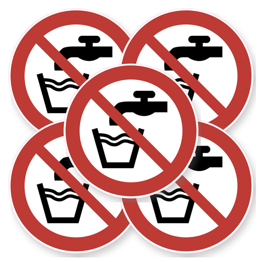 Geen drinkwater sticker 20 cm | 5 stuks | Pictogram vinyl - set van 5 stickers
