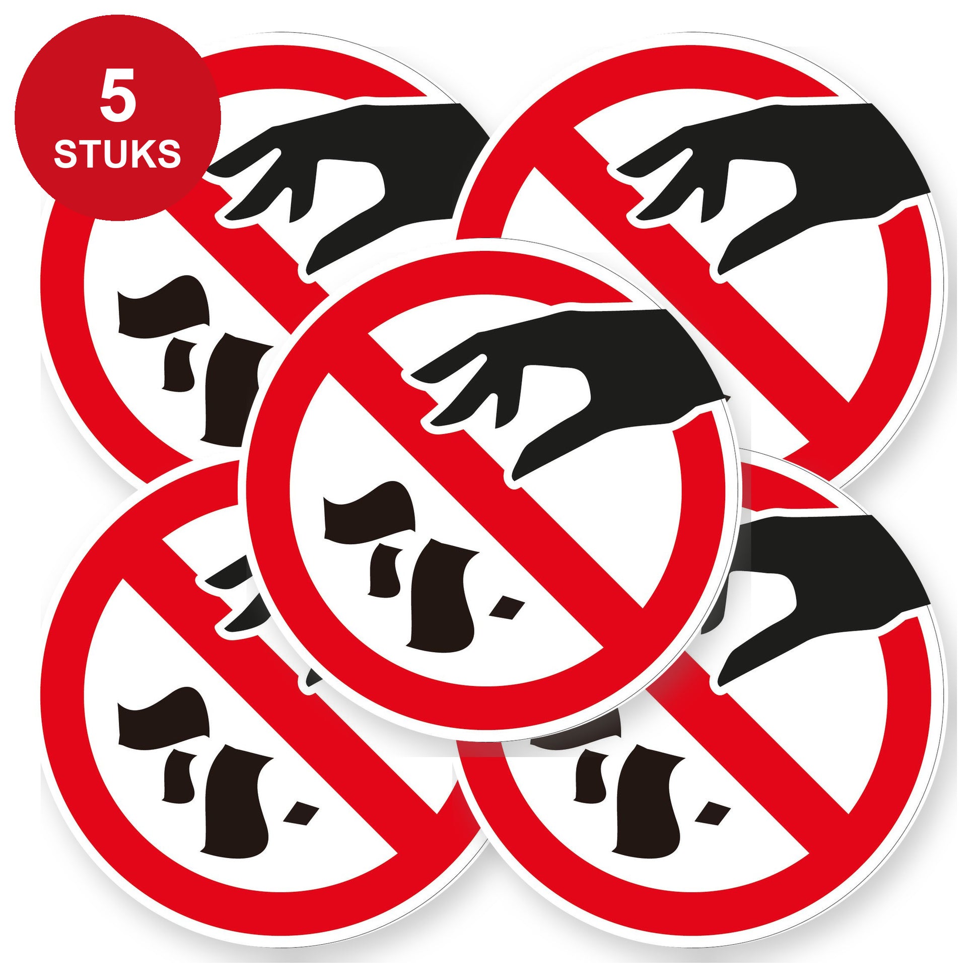 Verboden vuil weg te gooien sticker 20 cm | 5 stuks | Pictogram vinyl - 5 stuks