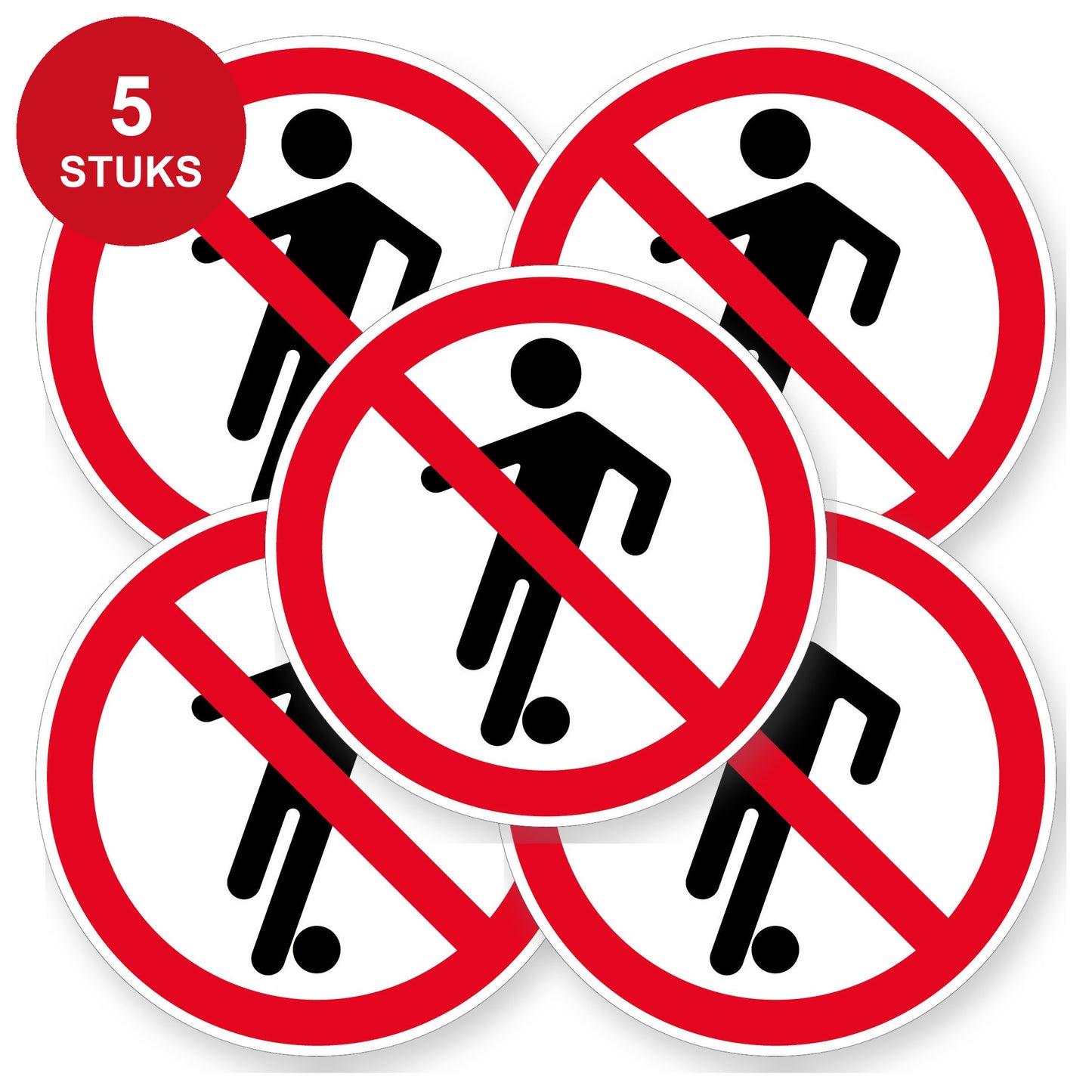 Verboden te voetballen sticker 20 cm | 5 stuks | Pictogram vinyl - 5 stuks