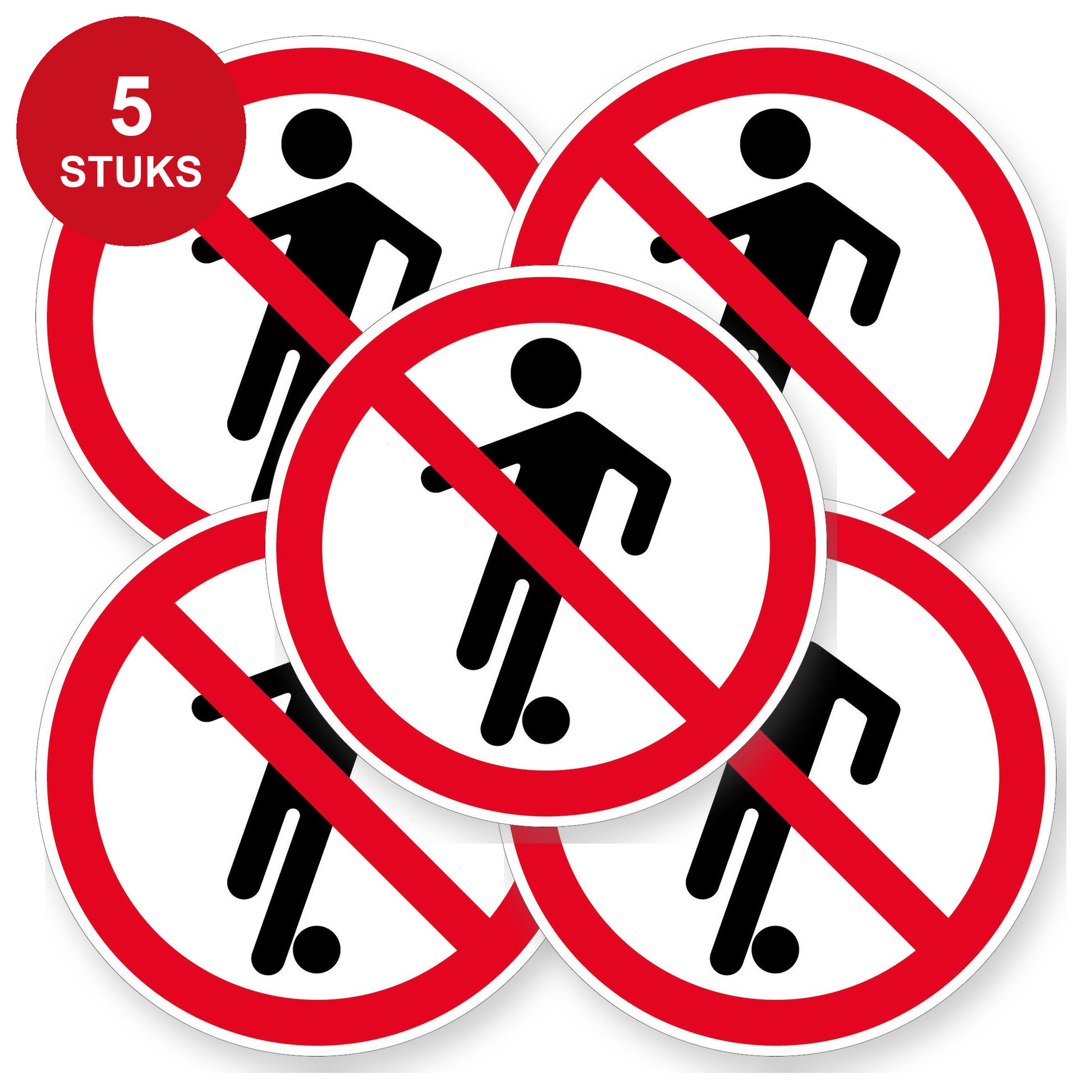 Verboden te voetballen sticker 20 cm | 5 stuks | Pictogram vinyl - 5 stuks
