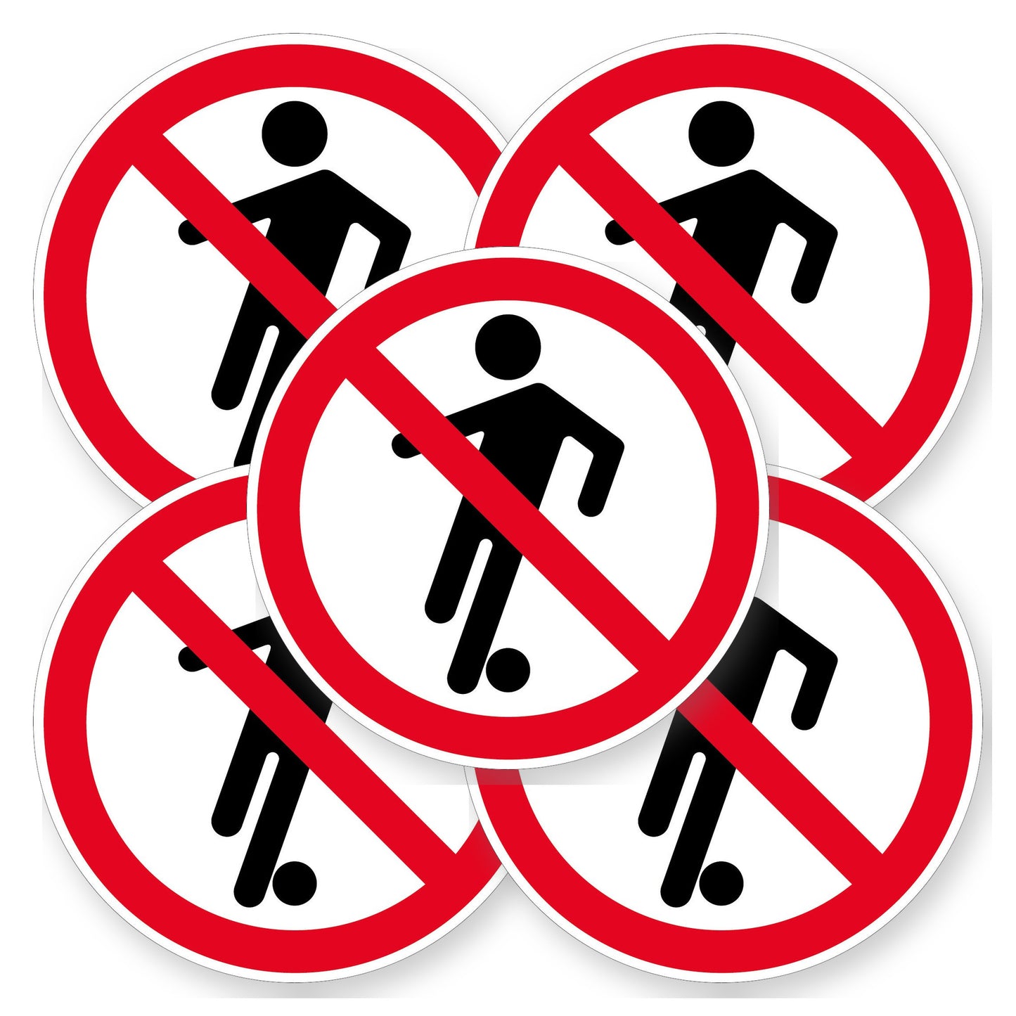 Verboden te voetballen sticker 20 cm | 5 stuks | Pictogram vinyl - set van 5 stickers