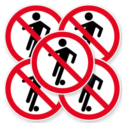 Verboden te voetballen sticker 20 cm | 5 stuks | Pictogram vinyl - set van 5 stickers