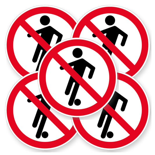 Verboden te voetballen sticker 20 cm | 5 stuks | Pictogram vinyl - set van 5 stickers