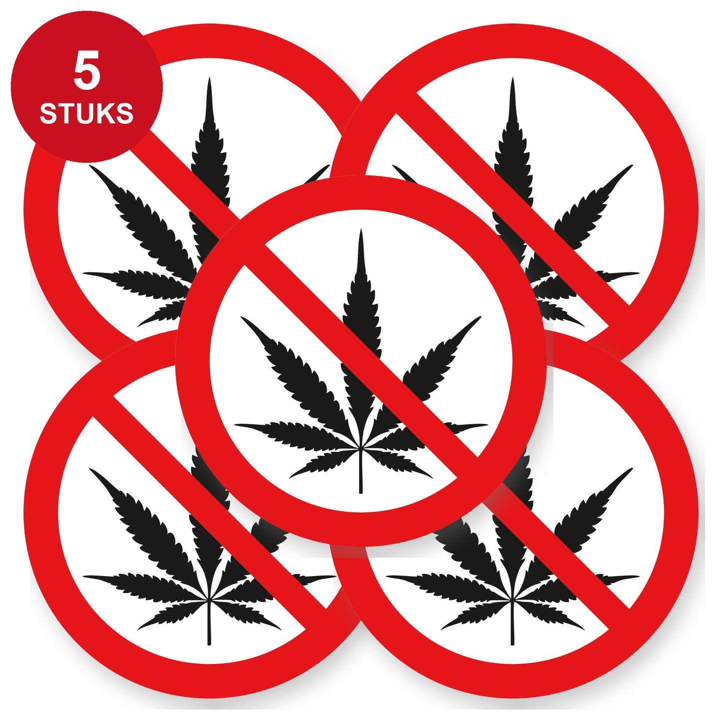 Verboden drugs te gebruiken sticker 20 cm | 5 stuks | Pictogram vinyl - 5 stuks