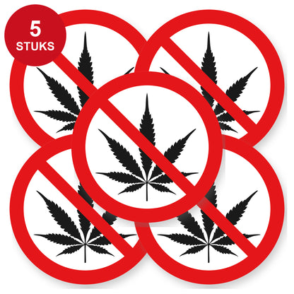 Verboden drugs te gebruiken sticker 20 cm | 5 stuks | Pictogram vinyl - 5 stuks