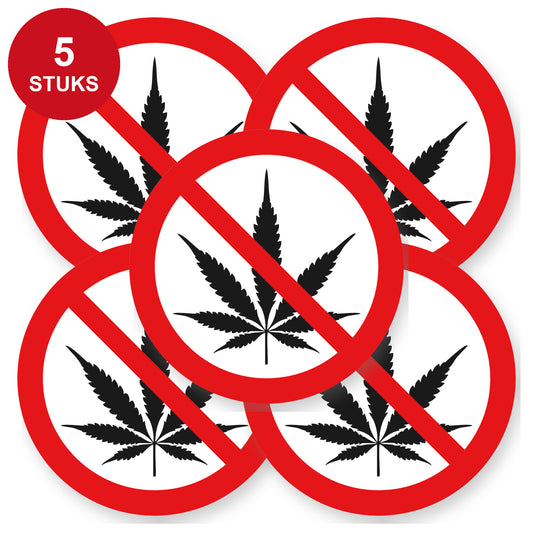 Verboden drugs te gebruiken sticker 20 cm | 5 stuks | Pictogram vinyl - 5 stuks