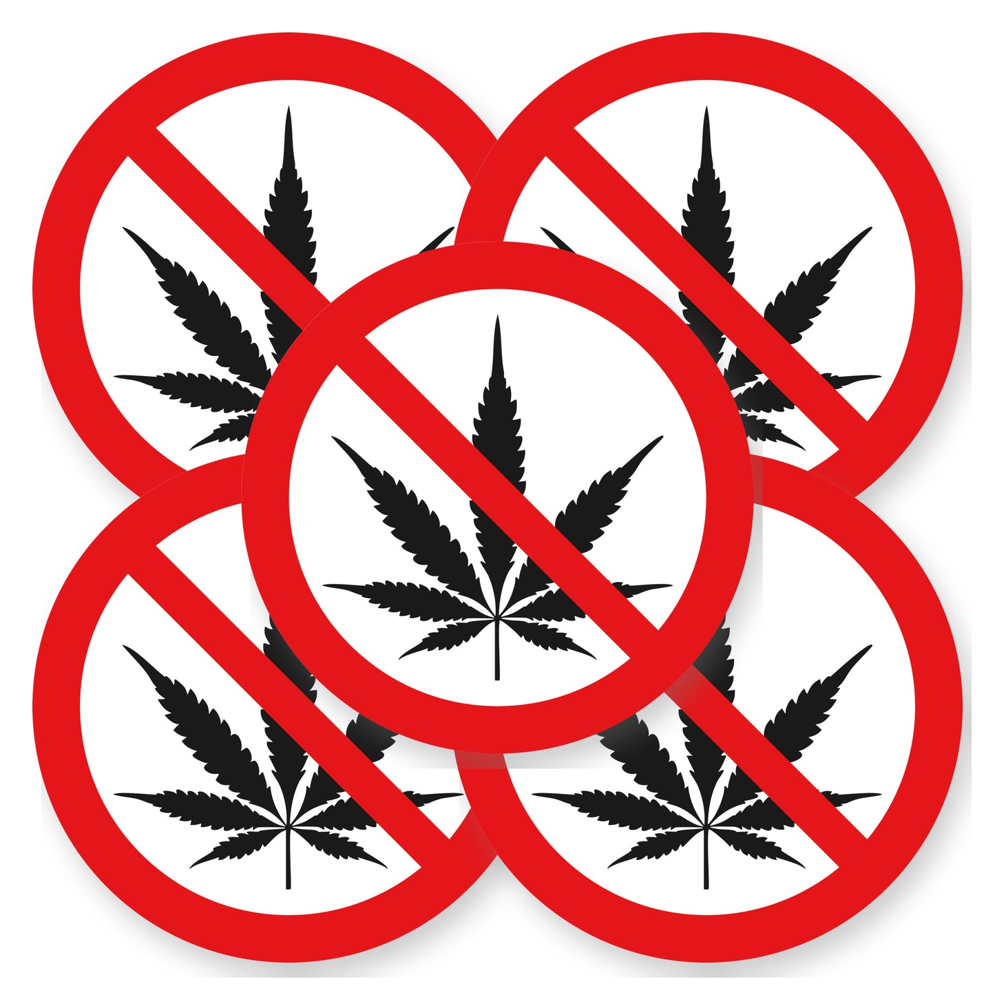 Verboden drugs te gebruiken sticker 20 cm | 5 stuks | Pictogram vinyl - set van 5 stickers