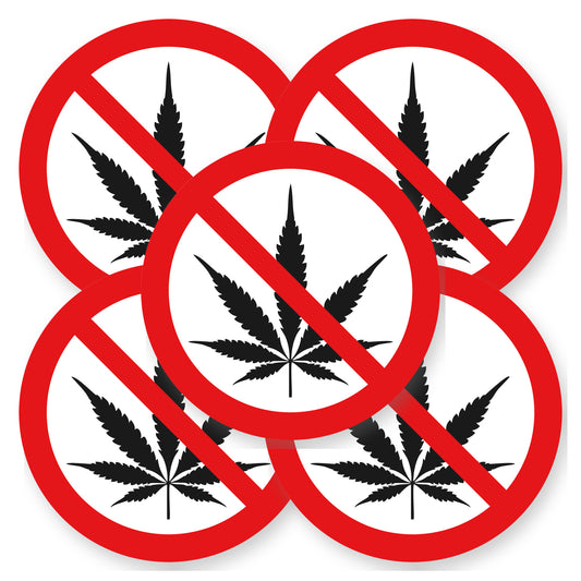 Verboden drugs te gebruiken sticker 20 cm | 5 stuks | Pictogram vinyl - set van 5 stickers
