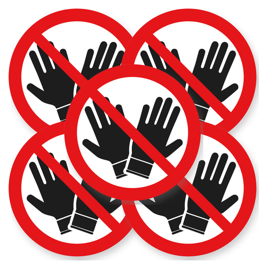 Verboden handschoenen te dragen sticker 20 cm | 5 stuks | Pictogram vinyl - set van 5 stickers