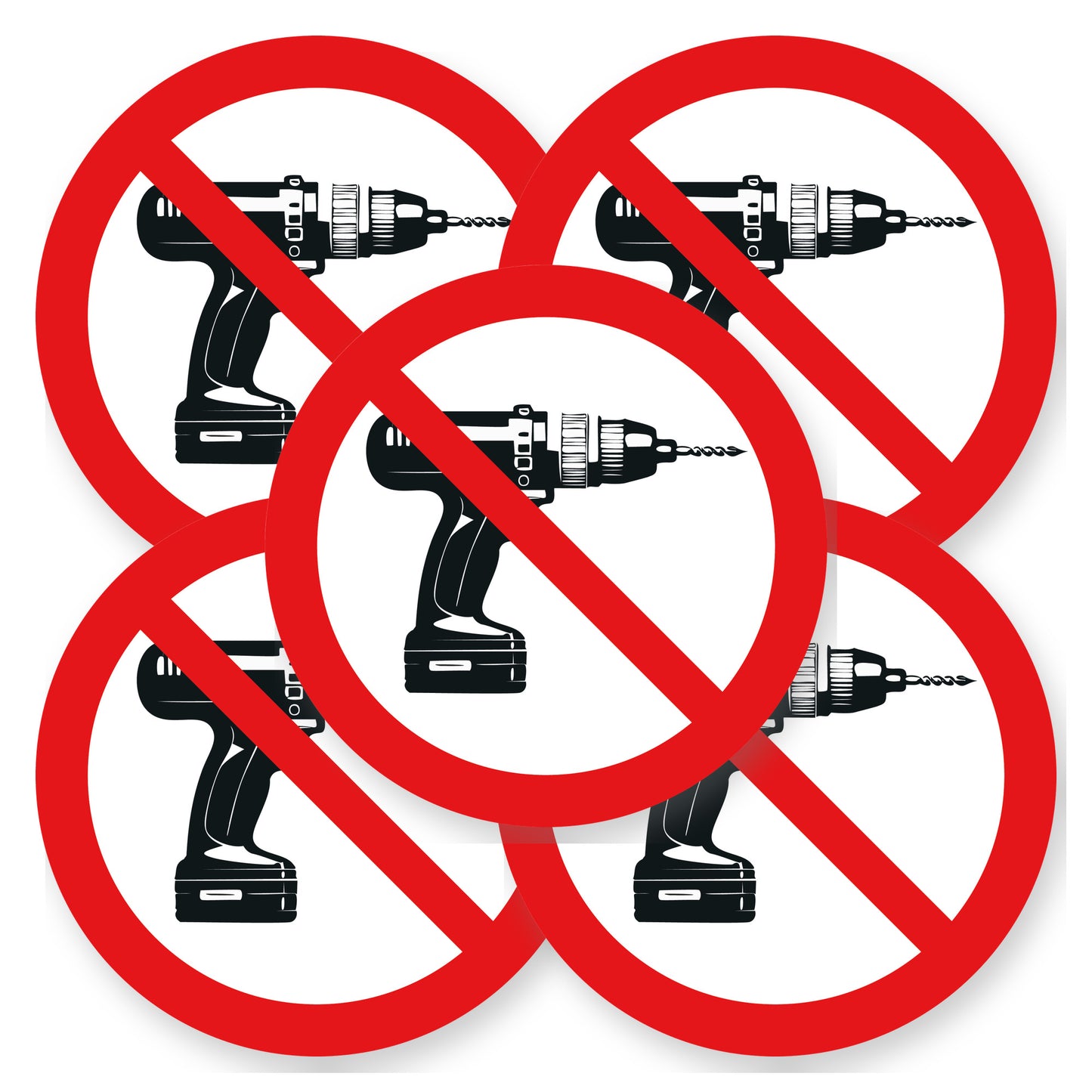 Verboden te boren sticker 20 cm | 5 stuks | Pictogram vinyl - set van 5 stickers