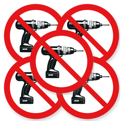 Verboden te boren sticker 20 cm | 5 stuks | Pictogram vinyl - set van 5 stickers