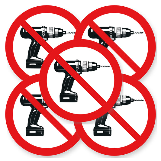Verboden te boren sticker 20 cm | 5 stuks | Pictogram vinyl - set van 5 stickers