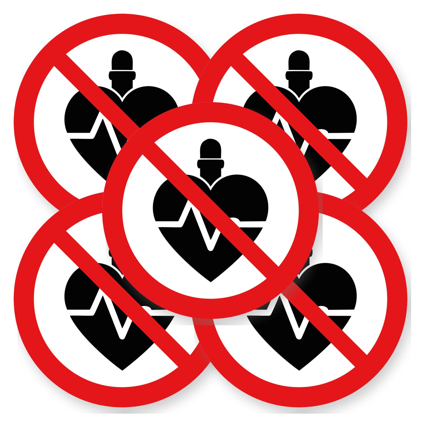 Verboden voor mensen met een pacemaker sticker 20 cm | 5 stuks | Pictogram vinyl - set van 5 stickers