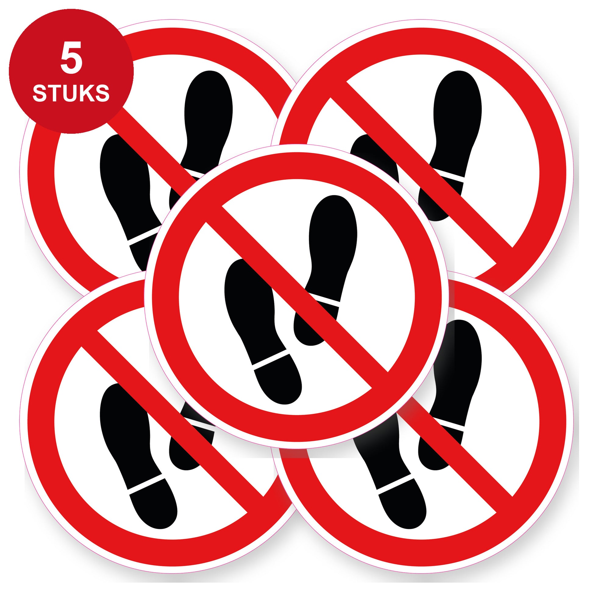 Betreden verboden sticker 20 cm | 5 stuks | Pictogram vinyl - 5 stuks