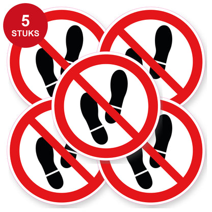 Betreden verboden sticker 20 cm | 5 stuks | Pictogram vinyl - 5 stuks