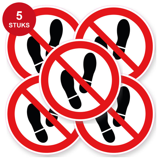 Betreden verboden sticker 20 cm | 5 stuks | Pictogram vinyl - 5 stuks