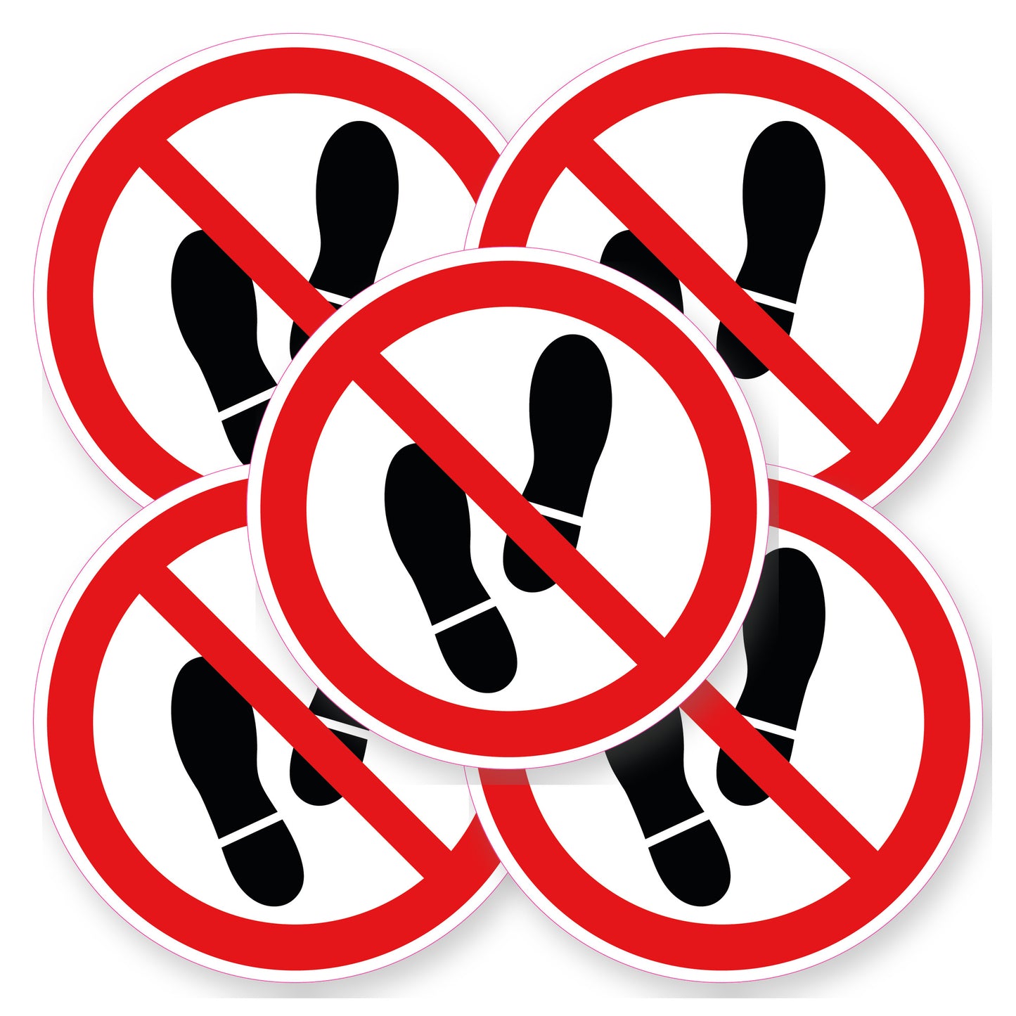 Betreden verboden sticker 20 cm | 5 stuks | Pictogram vinyl - set van 5 stickers